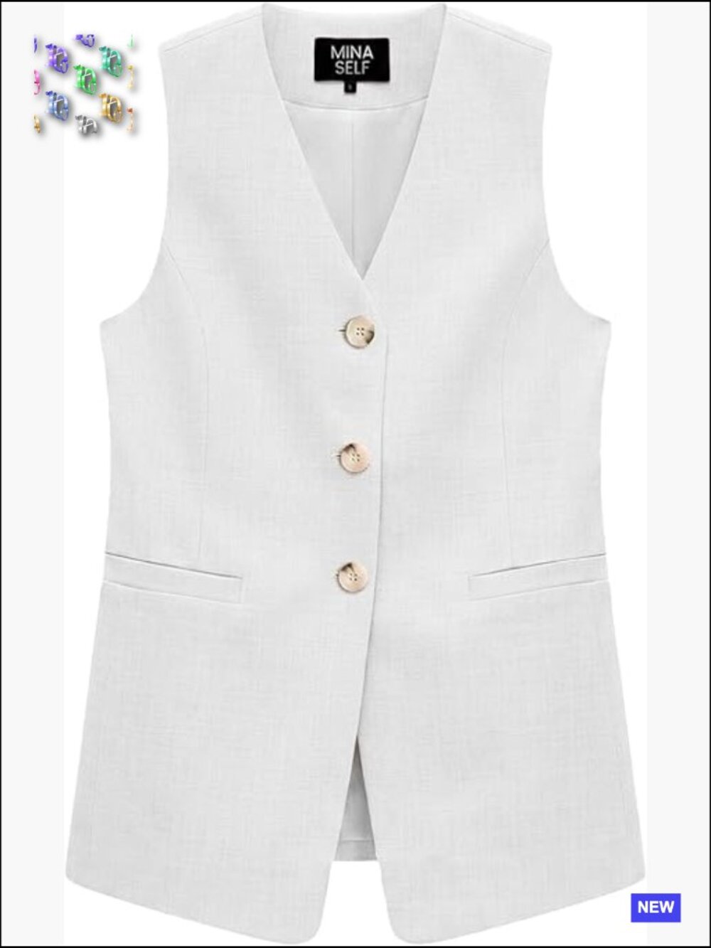 Sleeveless Linen Vest V-Neck Fully-Lined Breathable Lightweight Office Casual